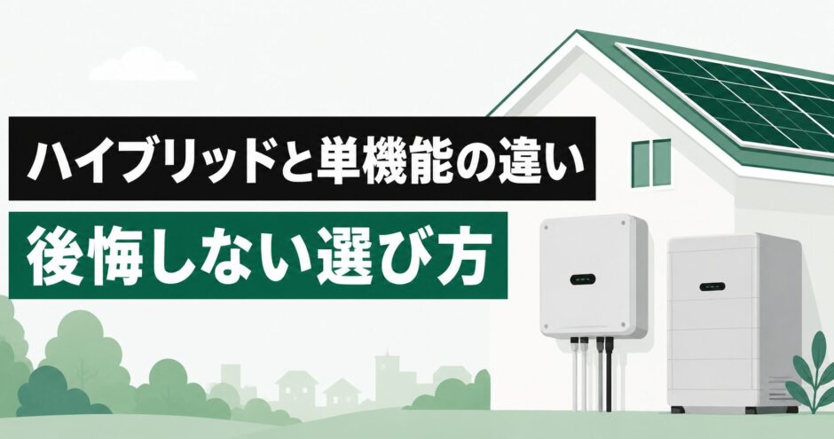 ハイブリッドパワコンと単機能パワコンの違いと選び方を解説する記事のアイキャッチ