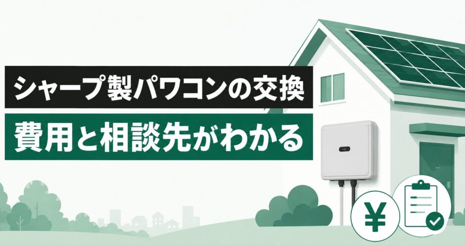 シャープ製パワーコンディショナーの交換費用と相談先を解説する記事のアイキャッチ